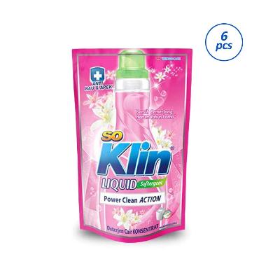 Soklin Softergent Liquid Antibacterial Pink Pouch 700 mL [6 pcs / car]