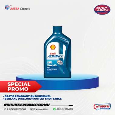 Oli Mesin Shell Advance AX7 10W40 1 LITER [Voucher Pasang di Shop & Bike]