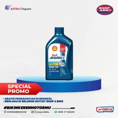 Oli Mesin Matic Shell Advance AX7SC 10W-40 1 LITER [Voucher Pasang di Shop & Bike]