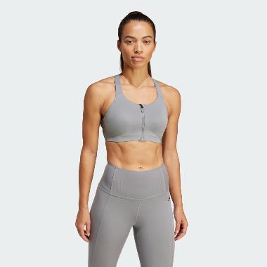 adidas Women Training Workout Bra Impact Luxe Zip TLRD [IT6656] 75B Grey