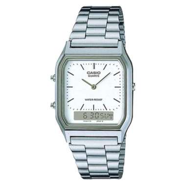 CASIO Standard AQ-230A-7DMQ Jam Tangan Unisex Abu-abu Putih Silver White
