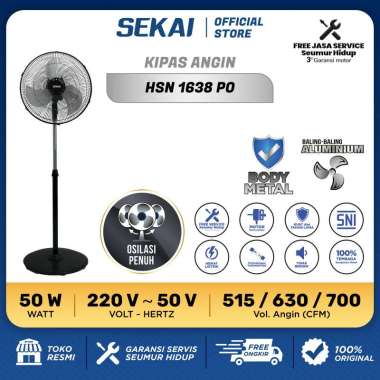 Sekai HSN 1638 PO Kipas Angin Berdiri Black