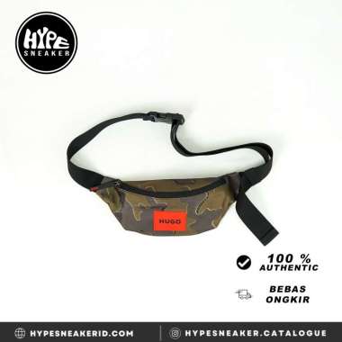 Tas HUGO BOSS HUGO TEXT SQUARE RED CAMO WAIST BAG - 22X12X6CM 100% ORIGINAL