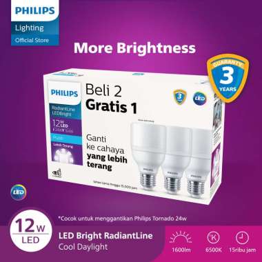 [FS] Lampu Philips Bohlam Multipack RadiantLine LEDBright 12W Putih