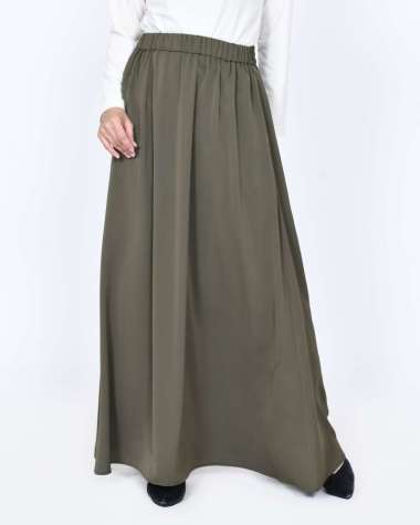 LEZAHRASIGNATURE Longskirt Sheva - Rok Panjang Muslim Wanita Polos Pinggang Karet Bawah Payung OLIVE