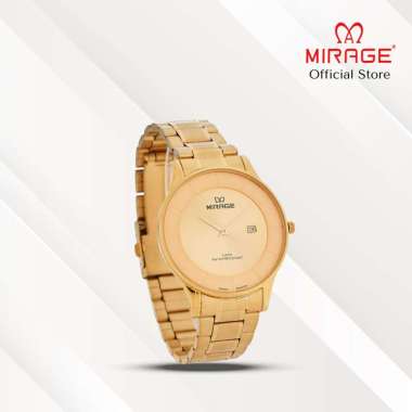 Mirage Jam Tangan Pria Analog 2 Jarum 8670 M Gold Original Stainless Plat Gold