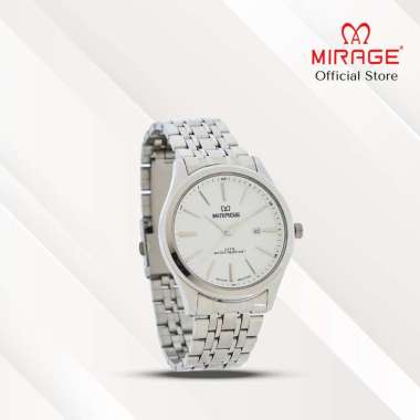 Mirage Jam Tangan Pria Analog 8779 M Silver Original Stainless Plat Putih