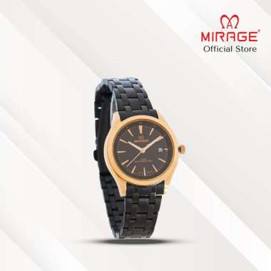 Mirage Jam Tangan Wanita Analog 8754 L Black Rose Gold Original Stainless Plat Hitam