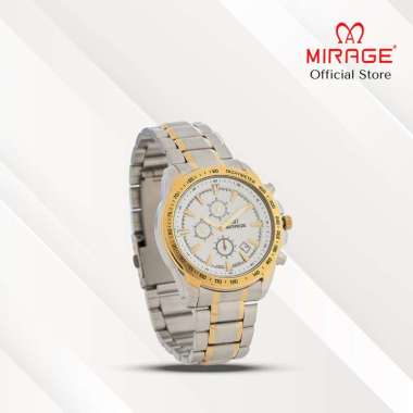 Mirage Jam Tangan Pria Analog 8305 M Silver Gold Original Stainless Plat Gold