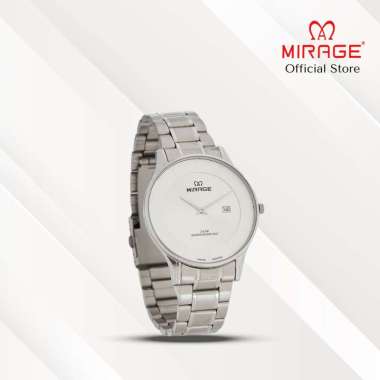 Mirage Jam Tangan Pria Analog 2 Jarum 8670 M Silver Original Stainless Plat Hitam