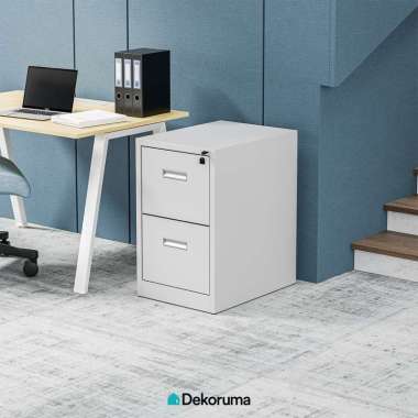 Dekoruma NERO Lemari Arsip Besi 2 Tingkat / Loker Kabinet Dokumen Kantor dan Sekolah - Putih