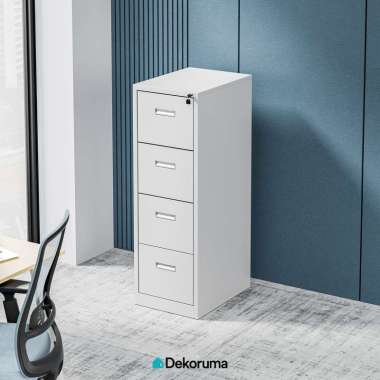 Dekoruma NERO Lemari Arsip Besi 4 Tingkat / Loker Kabinet Dokumen Kantor dan Sekolah - Putih