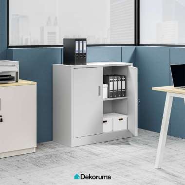 Dekoruma NERO Lemari Arsip Besi 2 Pintu / Loker Kabinet Dokumen Kantor dan Sekolah - Putih