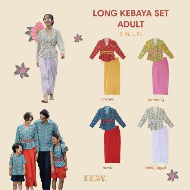 BOHOPANNA - LONG KEBAYA SET - ADULT - IBU - MAMA- BATIK - Kebaya Panjang - Kebaya Perempuan - Kebaya