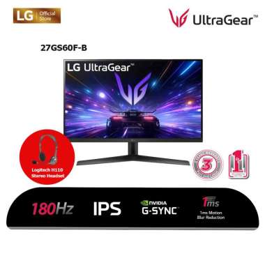 LG UltraGear 27GS60F-B 27" FHD IPS Gaming Monitor NVIDIA G-SYNC Compatible 1ms 180Hz