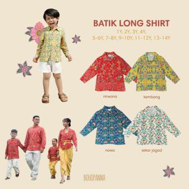BOHOPANNA - LONG BATIK SHIRT ANAK - Batik Anak Laki-Laki - Batik Panjang - Atasan Batik 4Y NAWA