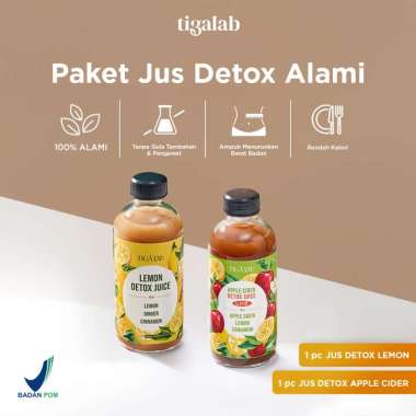 TIGALAB Detox Juice - Minuman Detox Lemon / Cuka Apel Untuk Kesehatan - 1 Botol Dapat Menjadi 3 Lite