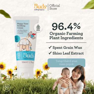 Buds Organics Nappy Time Soothing Cream - Lotion atau Krim Perawatan Ruam Popok Pantat Bayi dan Anak