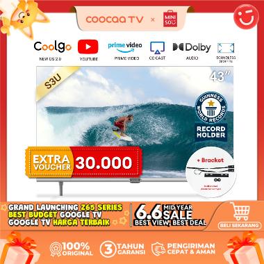 [+ BRACKET] COOCAA 43 inch Smart TV - Digital TV - Dolby Audio - Youtube - Mirroring - Flick Free - Boundless -Browser - WIFI - FHD - USB/AV/LAN - OS
