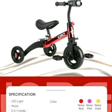 PMB Toys Balance Bike T20-7 Sepeda anak Roda Tiga Sepeda keseimbangan latihan anak belajar sepedah s