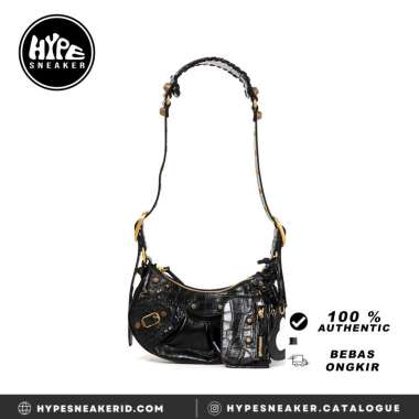 Tas BALENCIAGA CAGOLE CROCO GHW BLACK SHOULDER BAG EXTRA SMALL 100% ORIGINAL 24X12X6CM