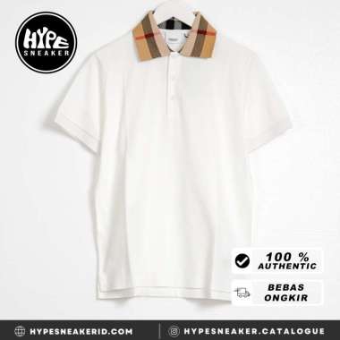 Kaos BURBERRY CHECK COLLAR BEIGE WHITE POLO 100% ORIGINAL S