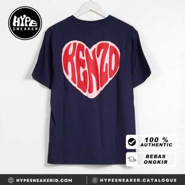 Kaos KENZO TEXT HEART RED NAVY Tshirt 100% ORIGINAL M