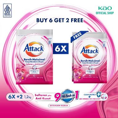 (BUY 6 FREE 2) Attack Plus Softener Powder 1200 GR - Laundry Soap Powder