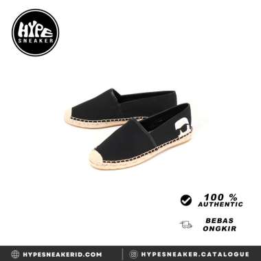 Sepatu KARL LAGERFELD HEAD SIDE IKONIK BLACK ESPADRILLES 100% ORIGINAL 36