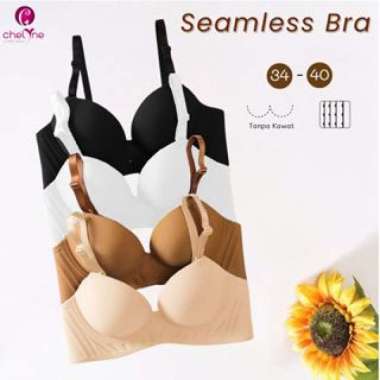 Chelyne BH Seamless B128 Push-Up Bra 3/4 Cup - Bra Premium Breathable Tanpa Kawat Penyangga 34/40. S