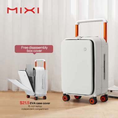 Mixi Cabin Luggage Koper Kabin Front Load Aluminium Frame Wide Handle 20 Inch M9275 Smoke White
