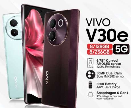VIVO V30e RAM 8/128 GB GARANSI RESMI ORIGINAL BISA KREDIVO / PAYLATER BIRU