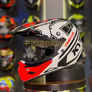 KYT Cross Over KRC Super Fluo Helm Full Face - White Red Fluo L