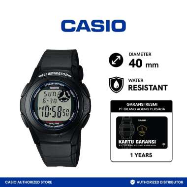 Casio F-200W-1ADF 10 Years Battery Life Jam Tangan Unisex Hitam Black