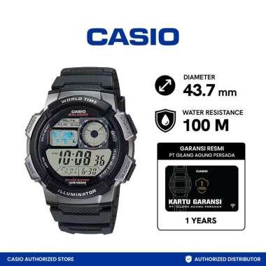 CASIO AE-1000W-1BVDF Black & Gray Resin Jam Tangan Unisex Black