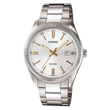 Jam Tangan Pria Casio General MTP-1302D-7A2VDF Men Silver Dial Stainless Steel Band Silver
