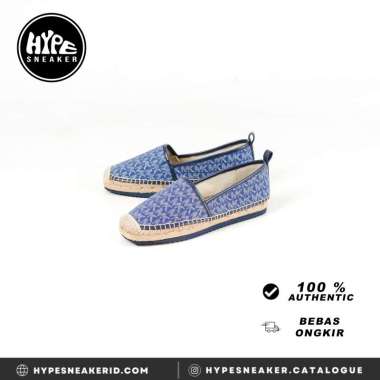 Sepatu MICHAEL KORS MK MONOGRAM DENIM ESPADRILLES 100% ORIGINAL 38.5