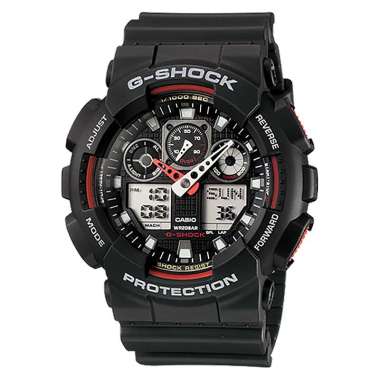 Jam Tangan Pria Casio G-Shock G-Classic GA-100-1A4DR Analog-Digital Dial Black Resin Band Black