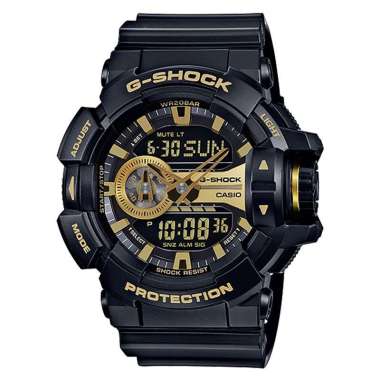 Jam Tangan Pria Casio G-Shock GA-400GB-1A9DR Digital Analog Dial Black Resin Band Black/ Gold