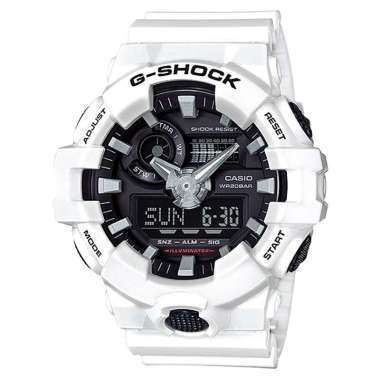 Jam Tangan Pria Casio G-Shock GA-700-7ADR Digital Analog Dial White Resin Band Black White