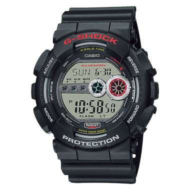 Jam Tangan Pria Casio G-Shock GD-100-1ADR Men Digital Dial Black Resin Band Black