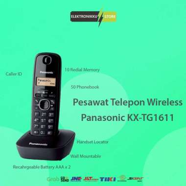 FS - Telepon Wireless Panasonic KX-TG1611 - Telepon Wireless Rumah Kantor - Black Black