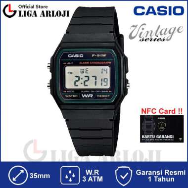 CASIO F-91W-3DG Jam Tangan Unisex Pria Wanita F91W F-91W-3 F 91W Vintage Original Black