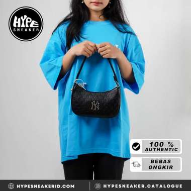 Tas MLB NY SILVER BLACK LEATHER HOBO BAG 100% ORIGINAL