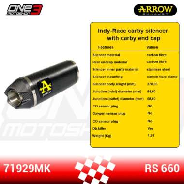 Knalpot Arrow Indy Race Carbon Fibre Silencer Fullset Aprilia RS 660 ‘20 - Silencer