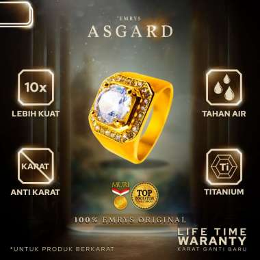 Emrys Rings ASGARD Real Titanium Anti Karat Cincin Titanium Pria Wanita 7 Gold