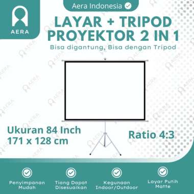 Stand Layar Projector Adjustable 84 Inch 16:9 | Layar Proyektor 2 in 1 | Tripod Layar 84 inch 16 : 9