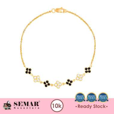Gelang Emas Sweet Flower Black and White Stone Gold 10K Semar Nusantara
