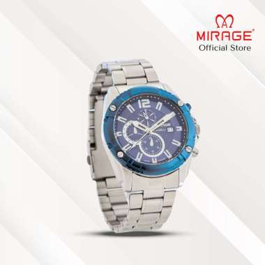 Mirage Jam Tangan Pria Analog 8714 M Silver Original Stainles Plat Navy