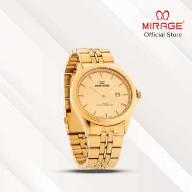 Mirage Jam Tangan Pria Analog 8709 M Gold Original Stainless Plat Gold